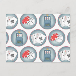 Cartão Postal Cassino Poker Jogo Cartas de Baralho Caça-Níquel