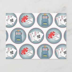Cartão Postal Cassino Poker Jogo Cartas de Baralho Caça-Níquel