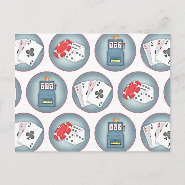 Cartão Postal Cassino Poker Jogo Cartas de Baralho Caça-Níquel (Frente)