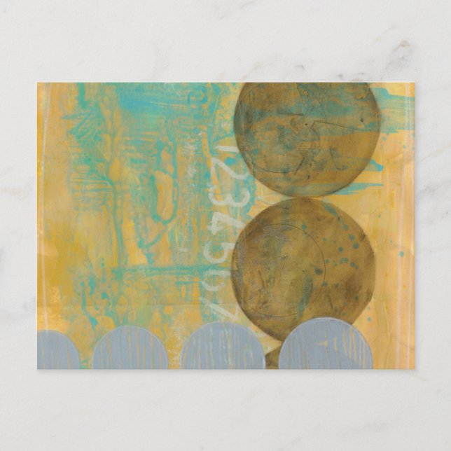 Cartão Postal Castanho Escuro e Círculos de Cinza com Números (Frente)