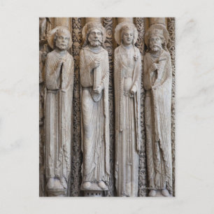 Cartão Postal castas de estátuas da fachada de Chartres