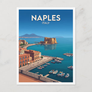 Cartão Postal Castel dell’Ovo e a Baía de Nápoles Itália Present