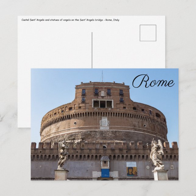 Cartão Postal Castel Sant'Angelo - Roma, Itália (Frente/Verso)