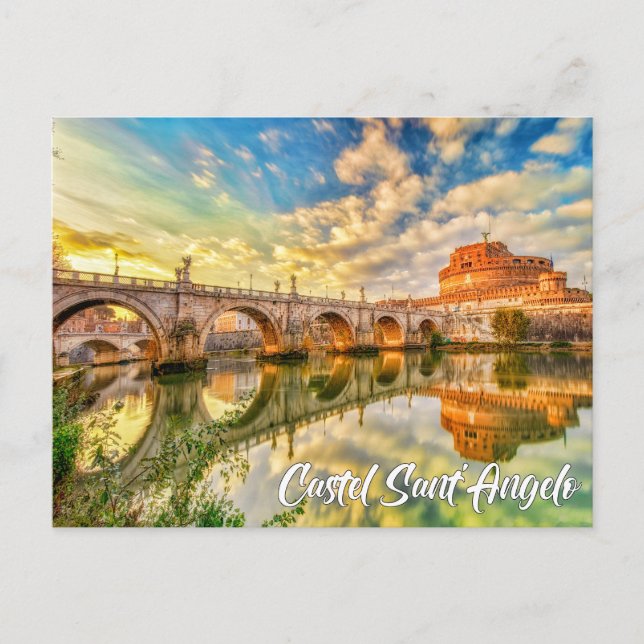Cartão Postal Castel Sant'Angelo, Roma, Itália (Frente)