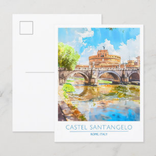 Cartão Postal Castel Sant'Angelo Roma Itália Viagem Antiga