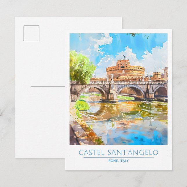 Cartão Postal Castel Sant'Angelo Roma Itália Viagem Antiga  (Frente/Verso)