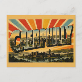 Cartão Postal Castelo Caerphilly País de Gales Arte de Viagem Vi