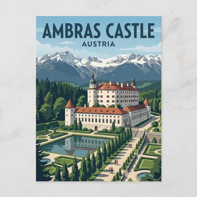 Cartão Postal Castelo de Ambras Áustria (Frente)