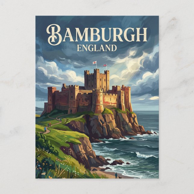 Cartão Postal Castelo de Bamburgh Inglaterra (Frente)