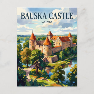 Cartão Postal Castelo de Bauska Letônia
