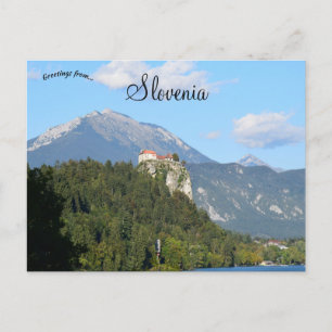 Cartão Postal Castelo de Bled na Região do Lago de Bled, Eslovên
