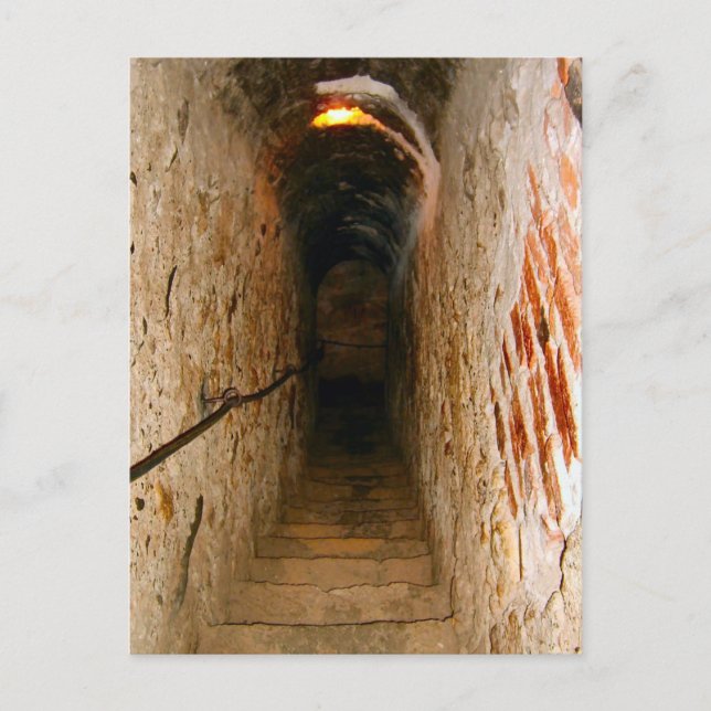 Cartão Postal Castelo de Bran, Transilvânia, escada (Frente)