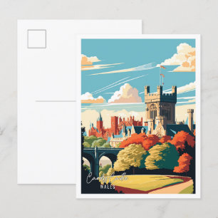 Cartão Postal Castelo de Cardiff País de Gales ilustração de via