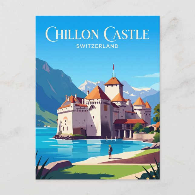Cartão Postal Castelo de Chillon Suíça (Frente)