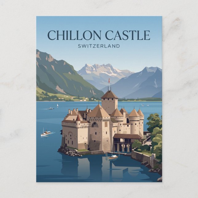 Cartão Postal Castelo de Chillon Suíça (Frente)