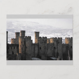 Cartão Postal castelo de conwy na neve