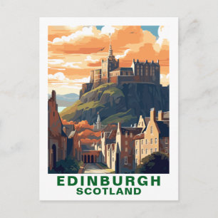 Cartão Postal Castelo de Edimburgo Escócia Viagem Vintage