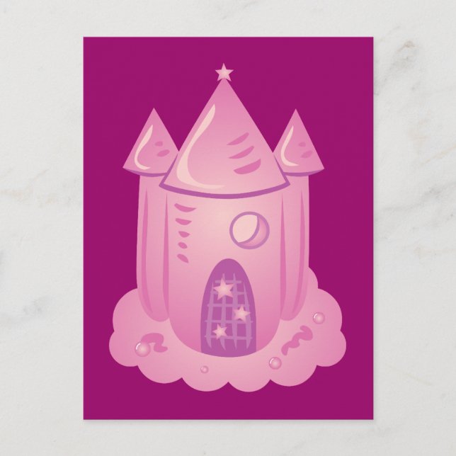 Cartão Postal Castelo de Fairytale Rosa (Frente)