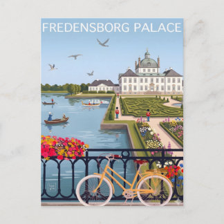 Cartão Postal Castelo de Frederiksborg Dinamarca Majestoso Renas