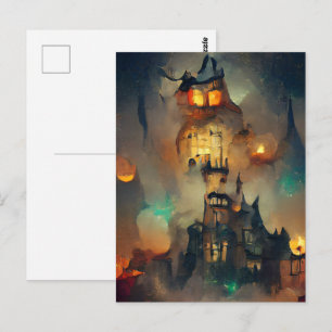 Cartão Postal Castelo de Halloween, Fantasma de Halloween, Arte 