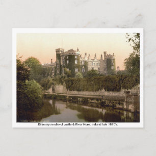 Cartão Postal Castelo de Kilkenny e rio Nore, século XIX