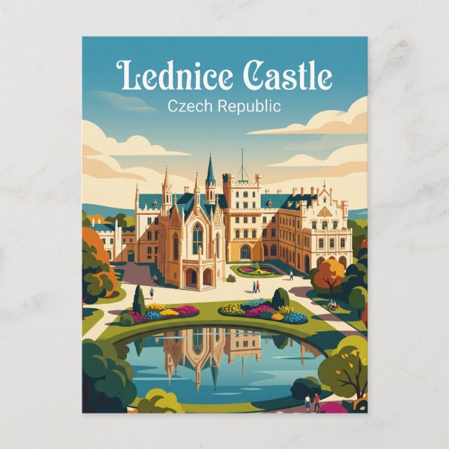 Cartão Postal Castelo de Lednice República Tcheca (Frente)