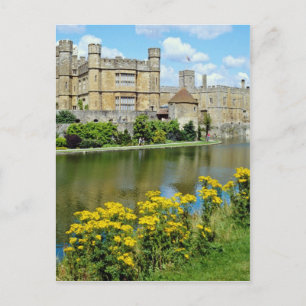 Cartão Postal Castelo de Leeds Amarelo, Kent, flores da Inglater