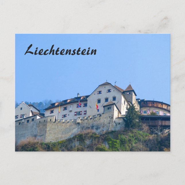 Cartão Postal Castelo de Liechtenstein em Vaduz (Frente)