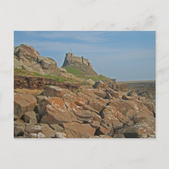 Cartão Postal Castelo de Lindisfarne Ilha Santa Inglaterra (Frente)