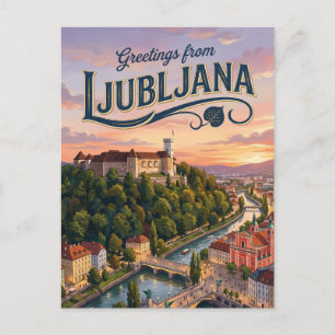 Cartão Postal Castelo de Liubliana Eslovênia
