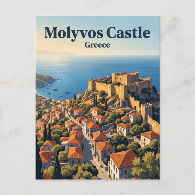 Cartão Postal Castelo de Molyvos Grécia (Frente)