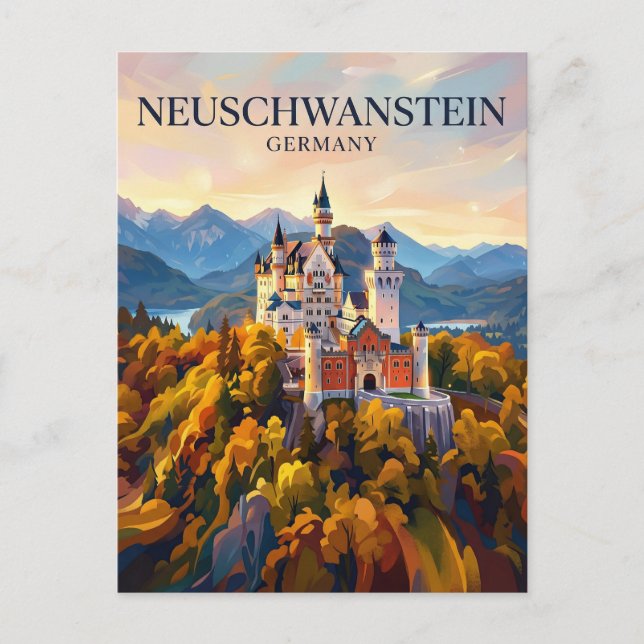 Cartão Postal Castelo de Neuschwanstein Alemanha (Frente)