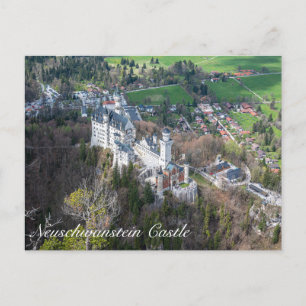 Cartão Postal Castelo de Neuschwanstein e vale dos Alpes na Alem