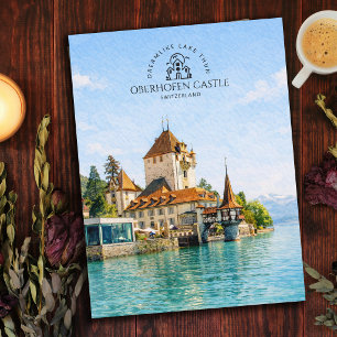 Cartão Postal Castelo de Oberhofen Lago Thun, Suíça Lembrança