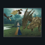 Cartão Postal Castelo de Quebra-Fogo da Rainha e Dragões Wyvern<br><div class="desc">Este design pode ser personalizado escolhendo a opção personalizar para adicionar texto. Entre em contato comigo em colorflowcreations@gmail.com se você quiser usar este design em outro produto. Compre minha pintura de acrílico abstrato original para venda em www.etsy.com/shop/colorflowart. Veja mais das minhas criações ou siga-me em www.facebook.com/colorflowcreations, www.instagram.com/colorflowcreations, www.twitter.com/colorflowart e www.pinterest.com/colorflowcreations....</div>