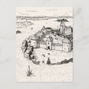 Cartão Postal Castelo de Trakai Island Arquitetura gótica Lituân