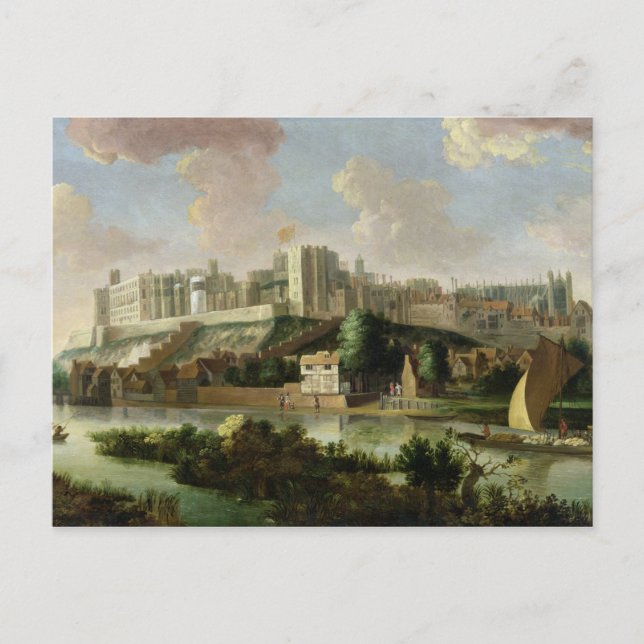 Cartão Postal Castelo de Windsor visto do Tamisa, c.1700 (óleo o (Frente)