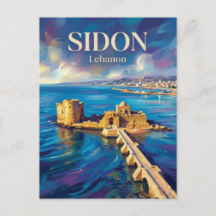 Cartão Postal Castelo do Mar de Sidon Líbano