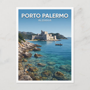 Cartão Postal Castelo e Baía de Porto Palermo Himarë Albânia Via