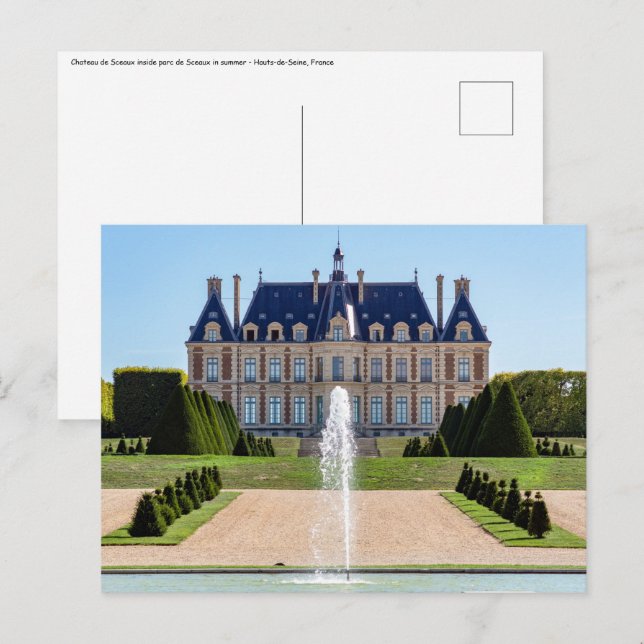 Cartão Postal Castelo e parque de Sceaux no verão - França (Frente/Verso)