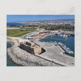 Cartão Postal Castelo e Porto de Pafos com farol