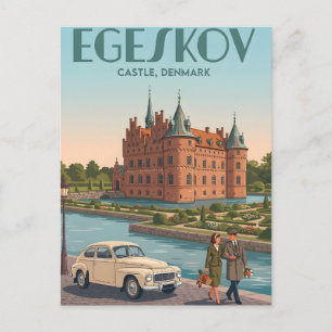 Cartão Postal Castelo Egeskov Dinamarca Conto de Fadas Renascenç