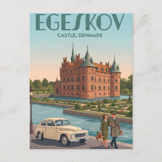 Cartão Postal Castelo Egeskov Dinamarca Conto de Fadas Renascenç