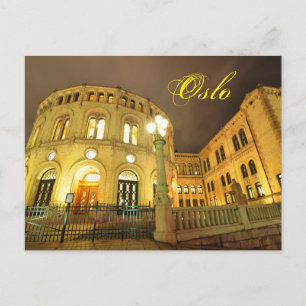 Cartão Postal Castelo em Oslo, Noruega à noite