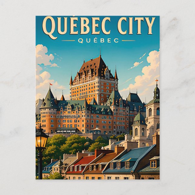 Cartão Postal 🏰 Castelo Frontenac da Cidade de Quebec (Frente)