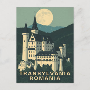 Cartão Postal Castelo Gótico de Viagem Retro Transilvânia Romêni