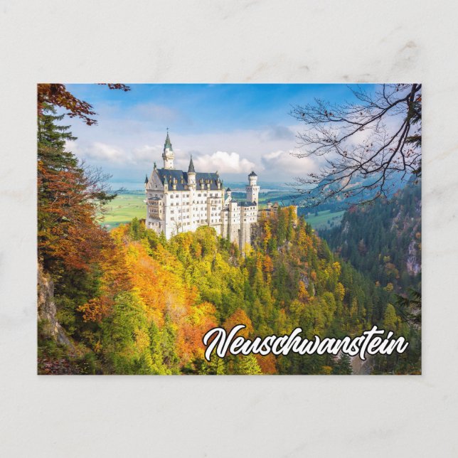 Cartão Postal Castelo histórico de Neuschwanstein, Alemanha (Frente)