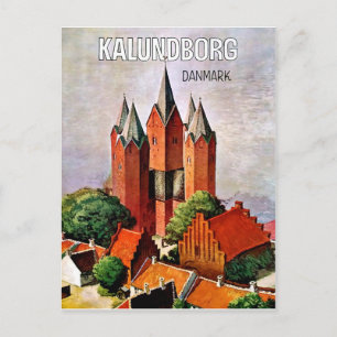Cartão Postal Castelo Kalundborg, Dinamarca. poster viagens vint