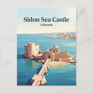 Cartão Postal Castelo Marítimo de Sidon Líbano