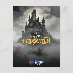Cartão Postal Castelo Místico de Halloween Design Gótico Assusta